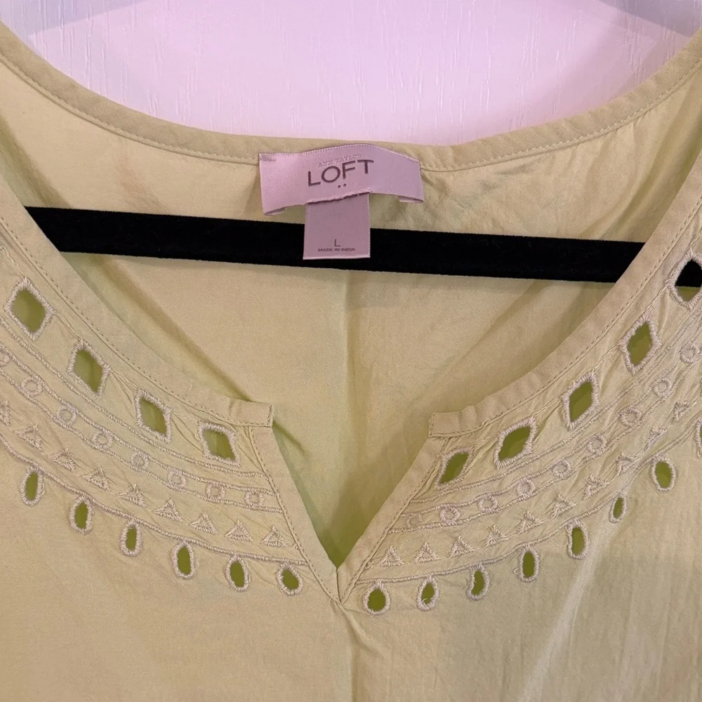 LOFT Lime Green Eyelet Tank Top - Picture 2 of 14